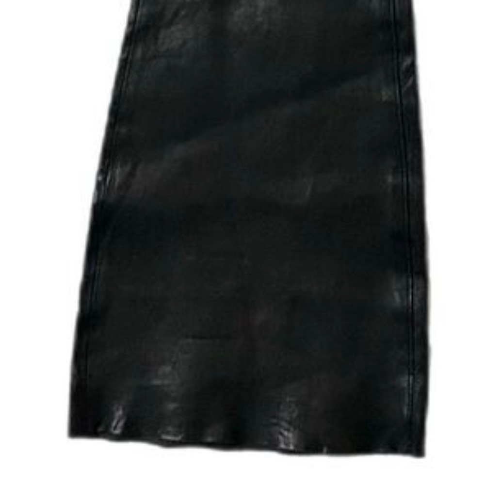 Rag & Bone 100% Lamb Leather High Rise Flare Bell Bottom Raw Hem Pants Black 27 - Picture 7 of 7